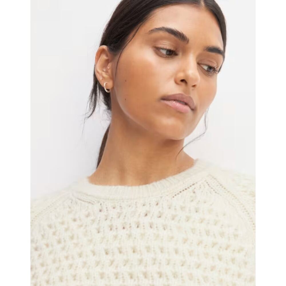 Everlane Womens Cloud Oversized Crew Sweater Small Cream Bone Textured Knit NWOT - Picture 3 of 12